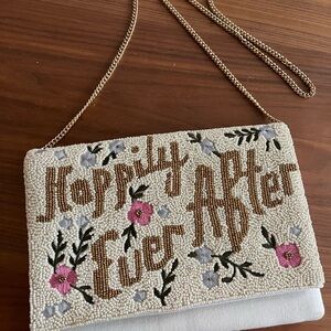 Embroidered Cream Floral Clutch